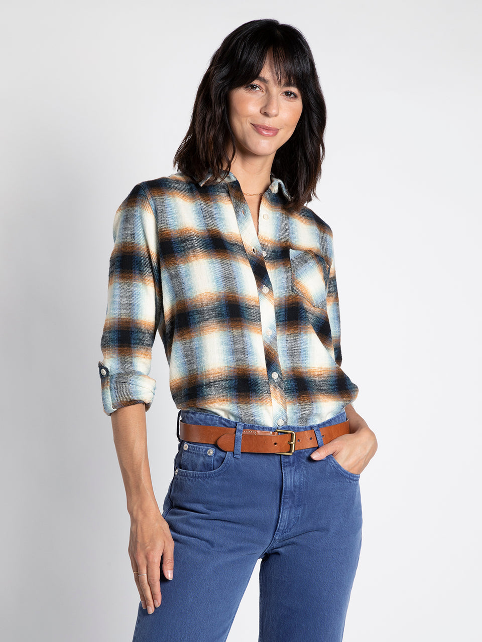 Natalia Top in Copper Plaid