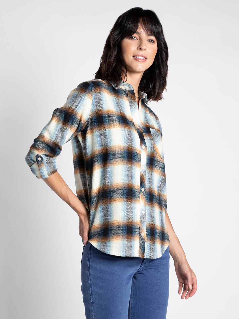 Natalia Top in Copper Plaid