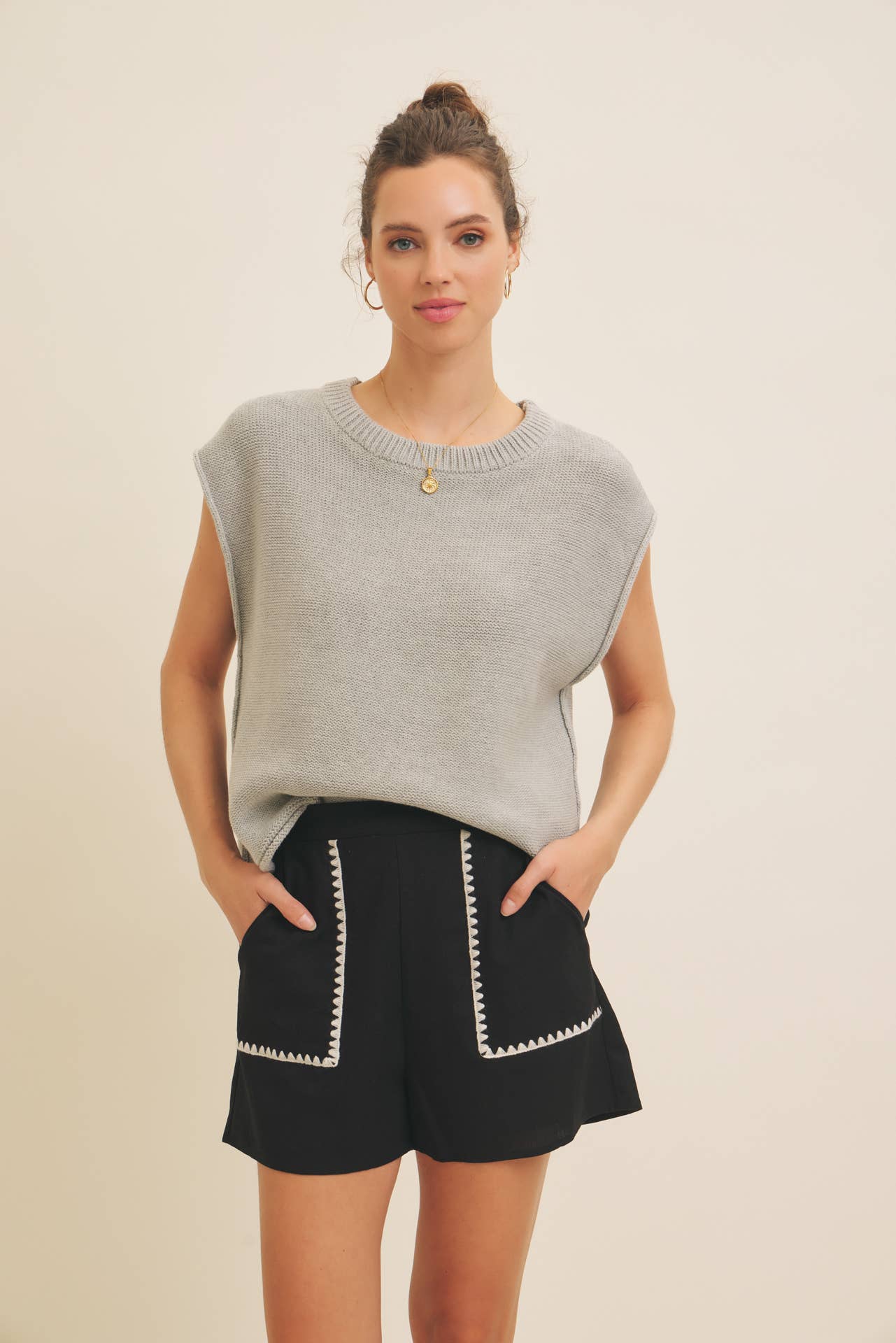 Exposed Seam Sweater Vest • Ivory