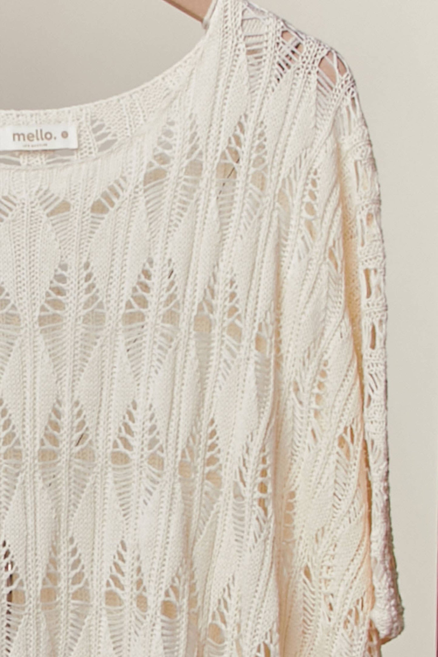 Lace Knit Top with Asymmetric Hem