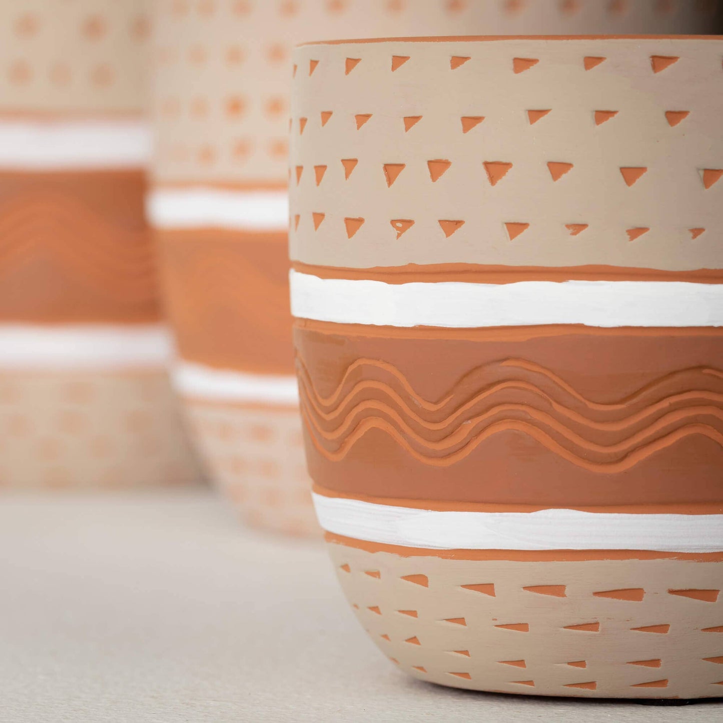 Striped Planters Set Of 3