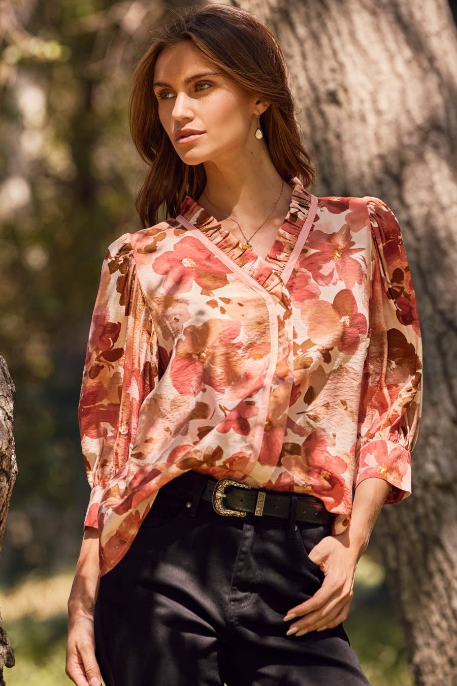 Crinkled Floral Printed Blouse