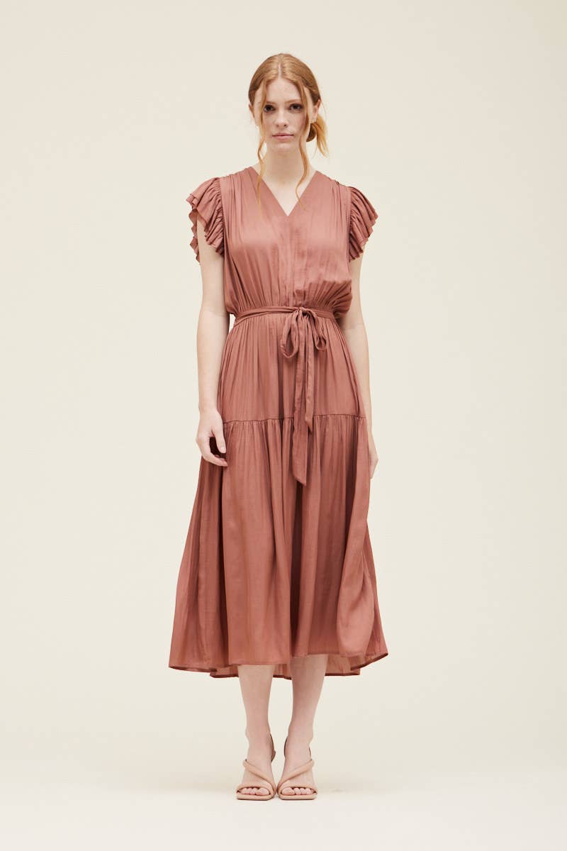 Bubble Sleeve Satin Dress - NYC