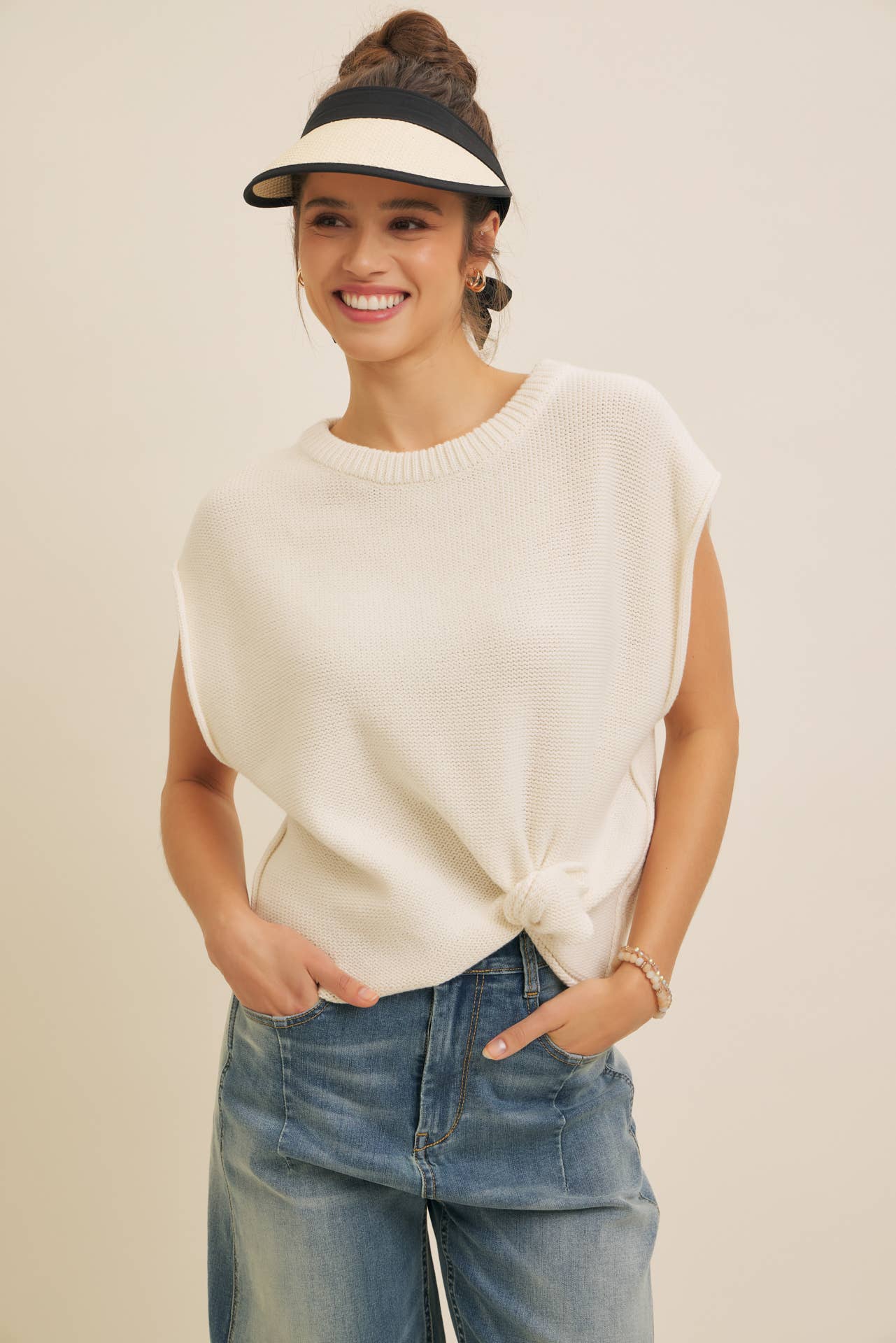 Exposed Seam Sweater Vest • Ivory