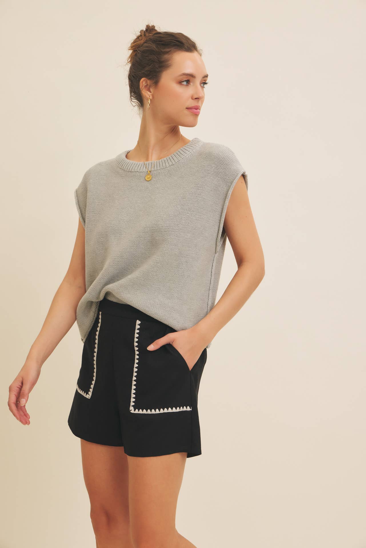 Exposed Seam Sweater Vest • Ivory