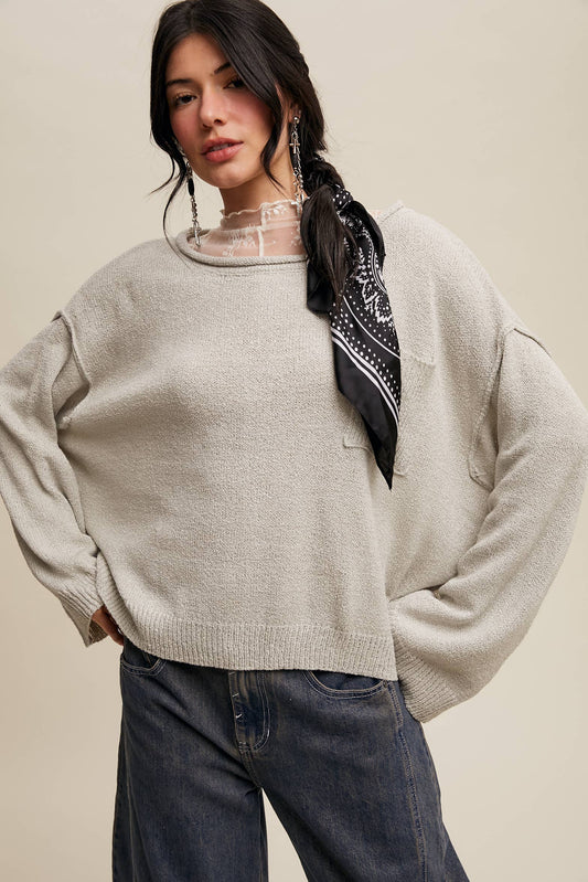Slouchy Knit Pocket Sweater