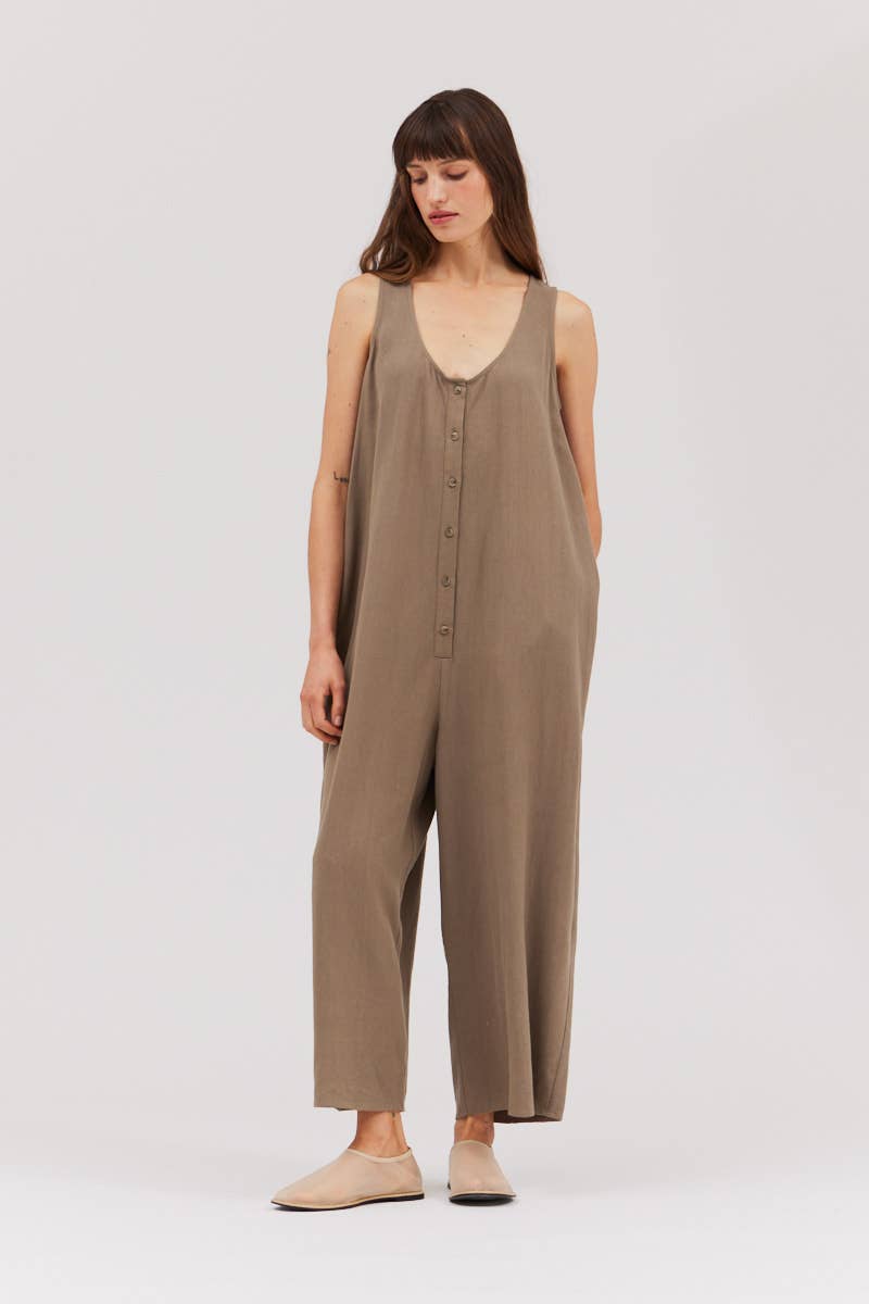 Linen Blend Overfit Jumpsuit