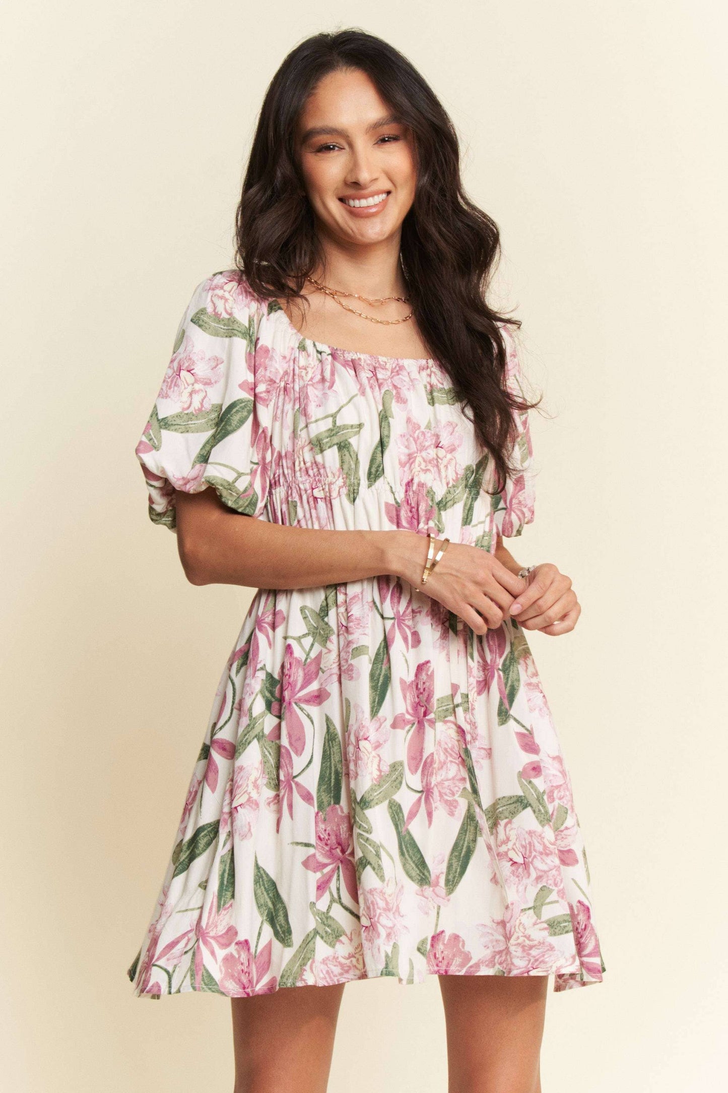 Square Neck Puff Sleeve Dress