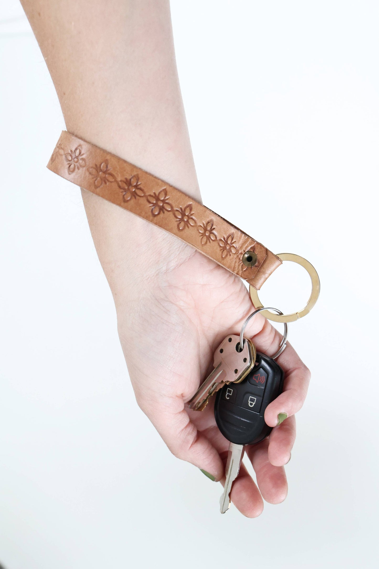 Blossom Keychain Wristlet - Leather