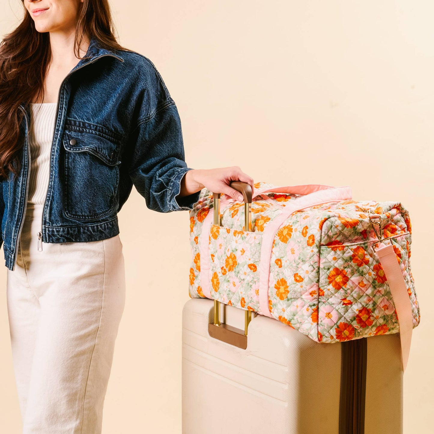 On-the-Go Quilted Weekender Bag-Bouquet Beauty Sage