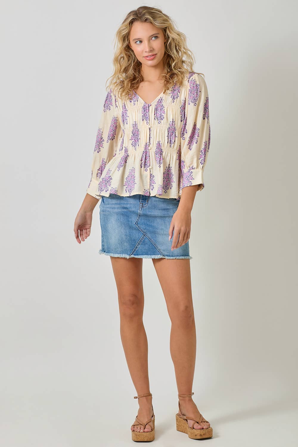 Puff Sleeve Smocked Blouse