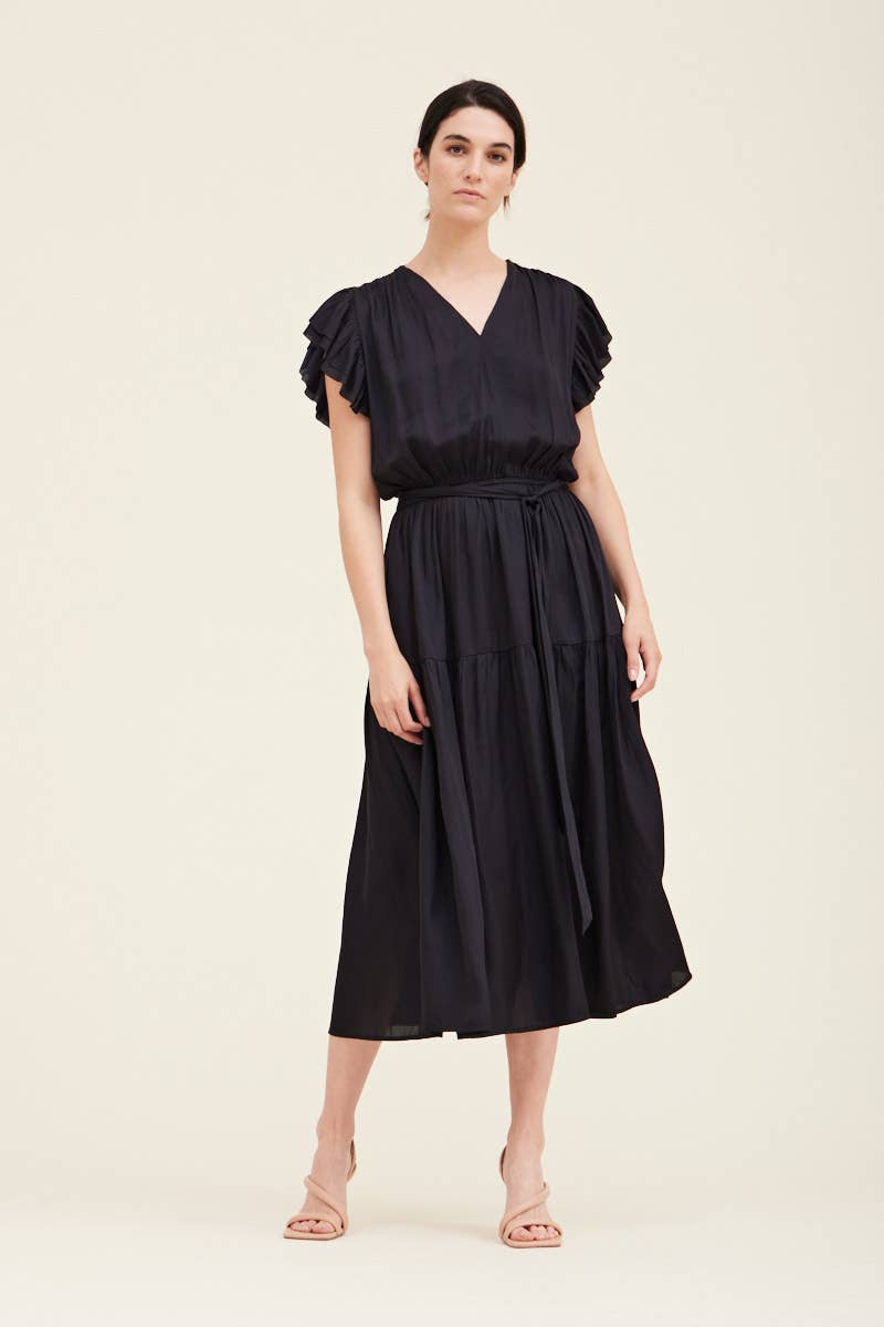 Bubble Sleeve Satin Dress - NYC