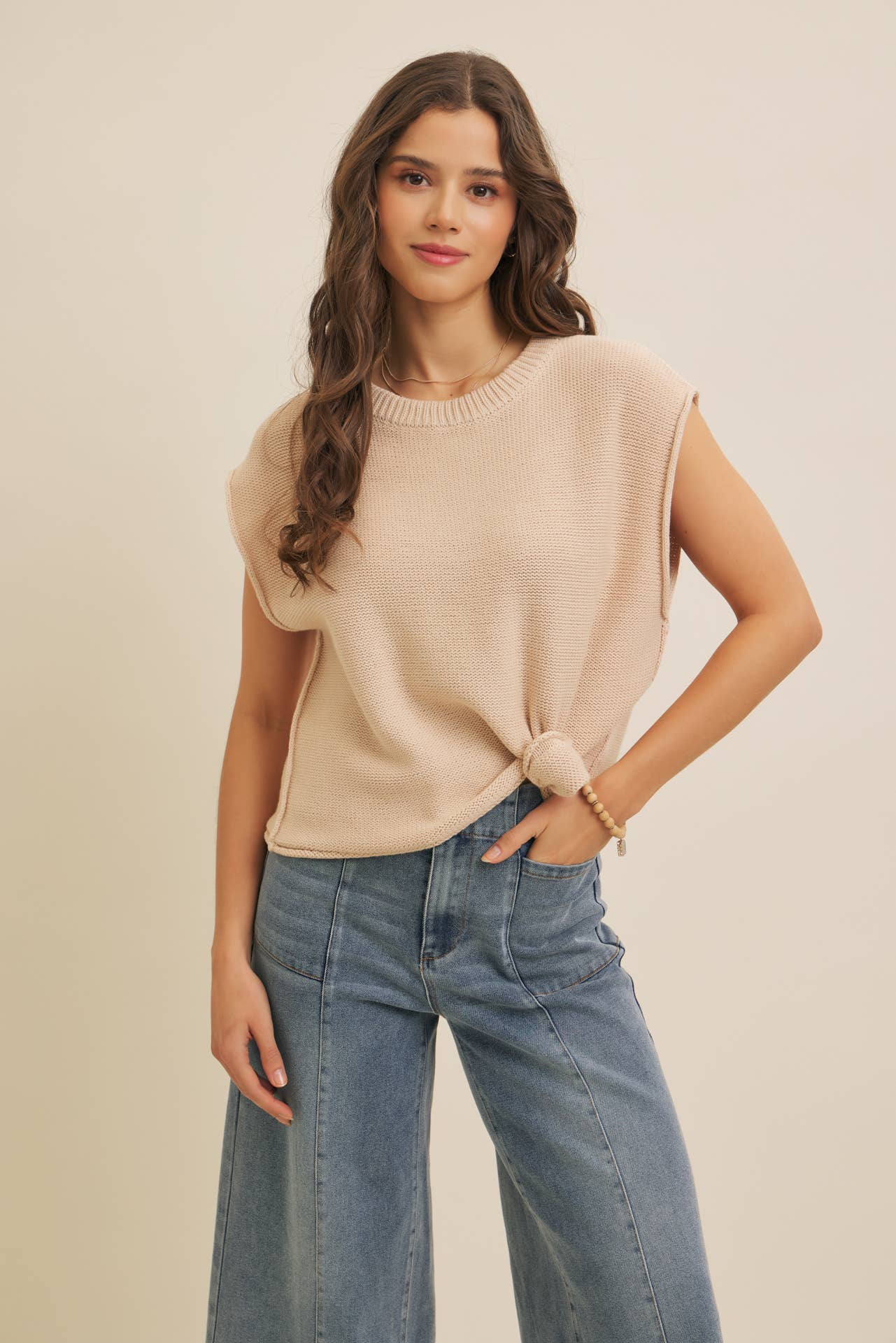 Exposed Seam Sweater Vest • Ivory
