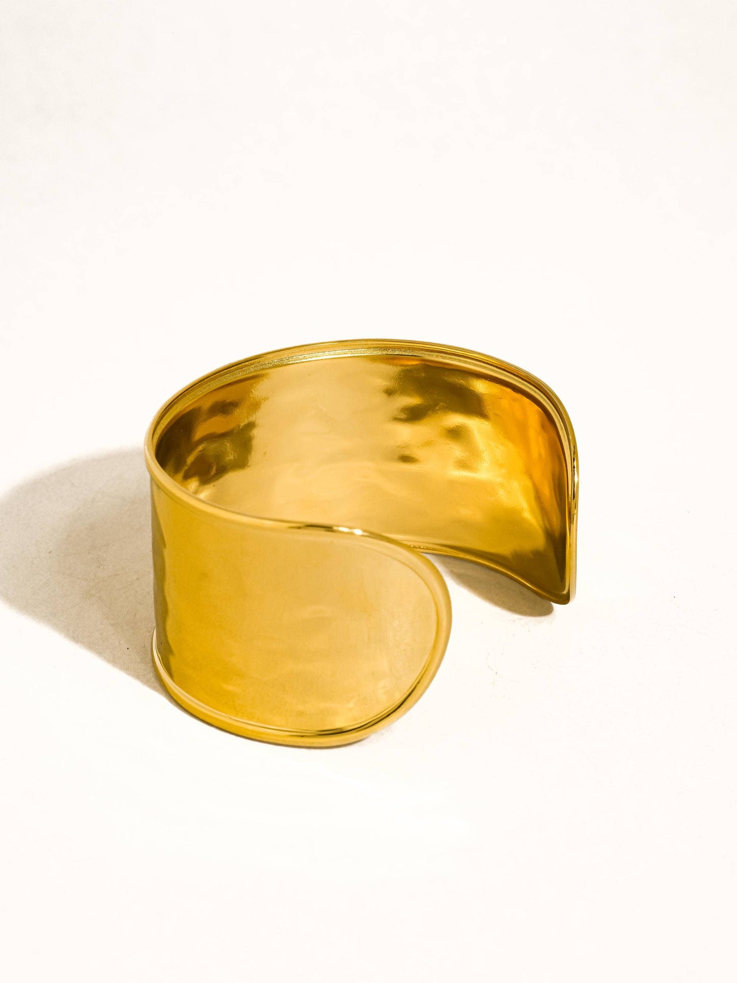 Calric 18K Gold Non-Tarnish Wide Statement Cuff Bracelet