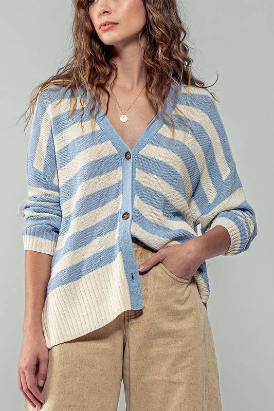 Cozy and Free Striped Cardigan