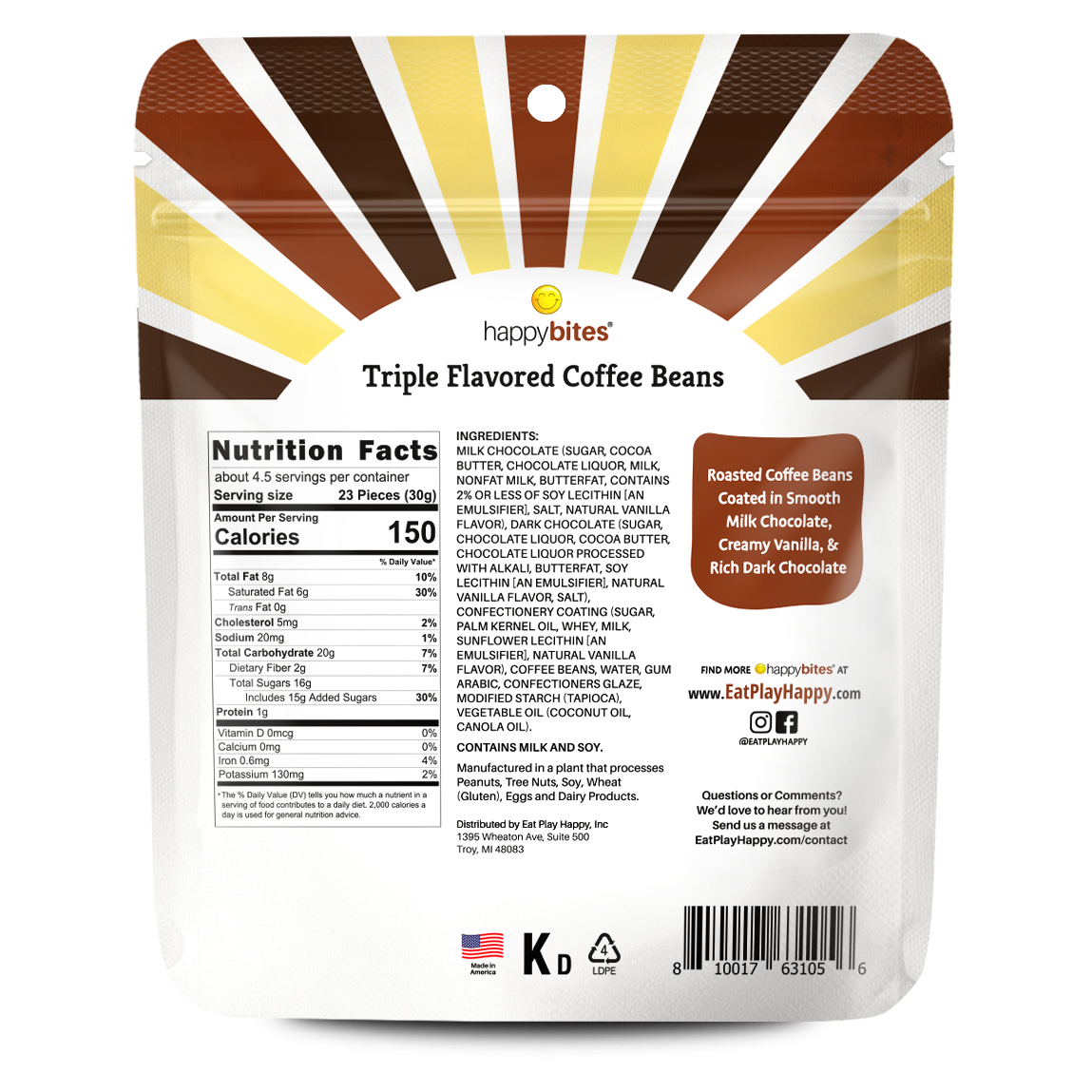 Happy Bites Triple Flavored Coffee Beans (5 oz)