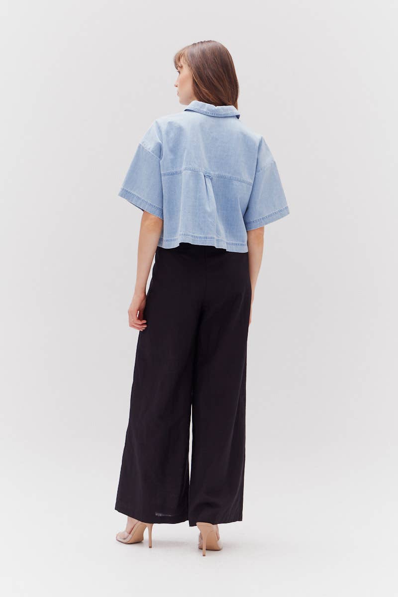 Rowan Wide Leg Cotton Pants - NYC