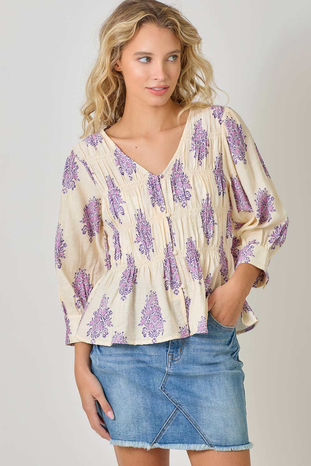 Puff Sleeve Smocked Blouse