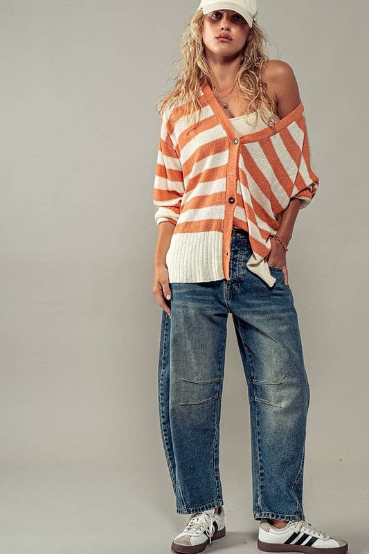 Cozy and Free Striped Cardigan