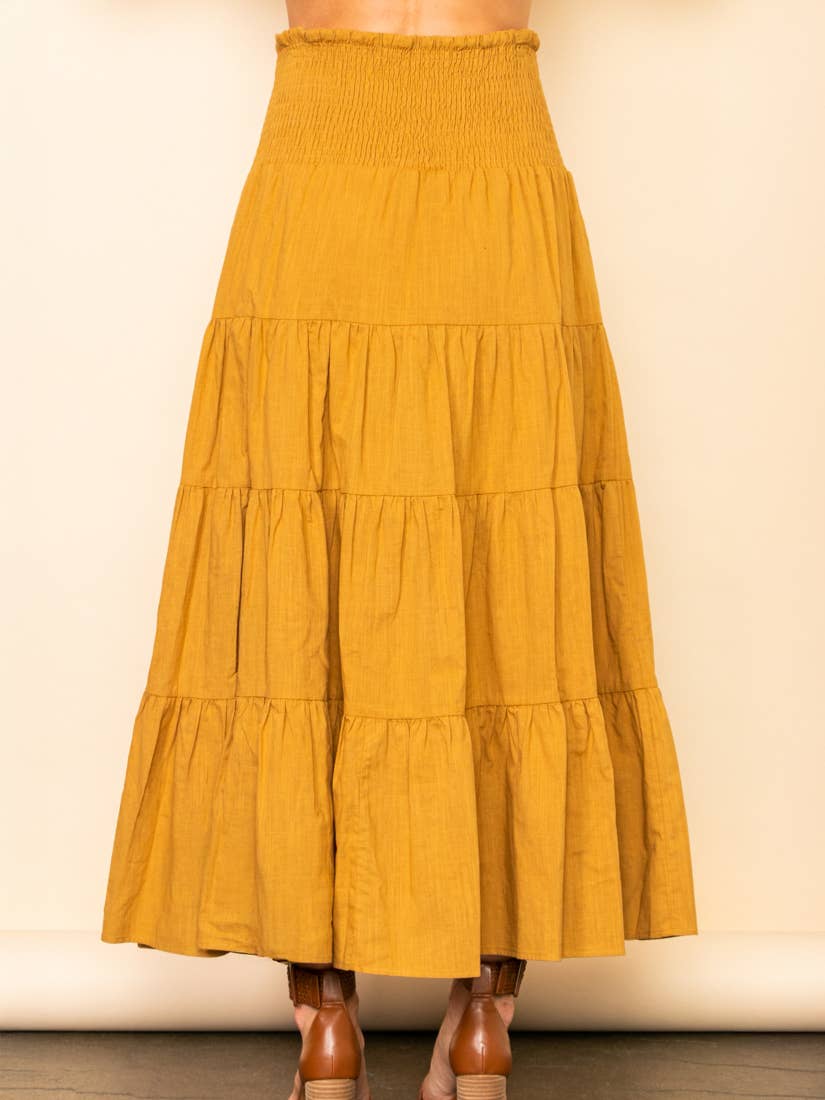 Tiered Wide Flare Convertible Halter Dress-Maxi Skirt