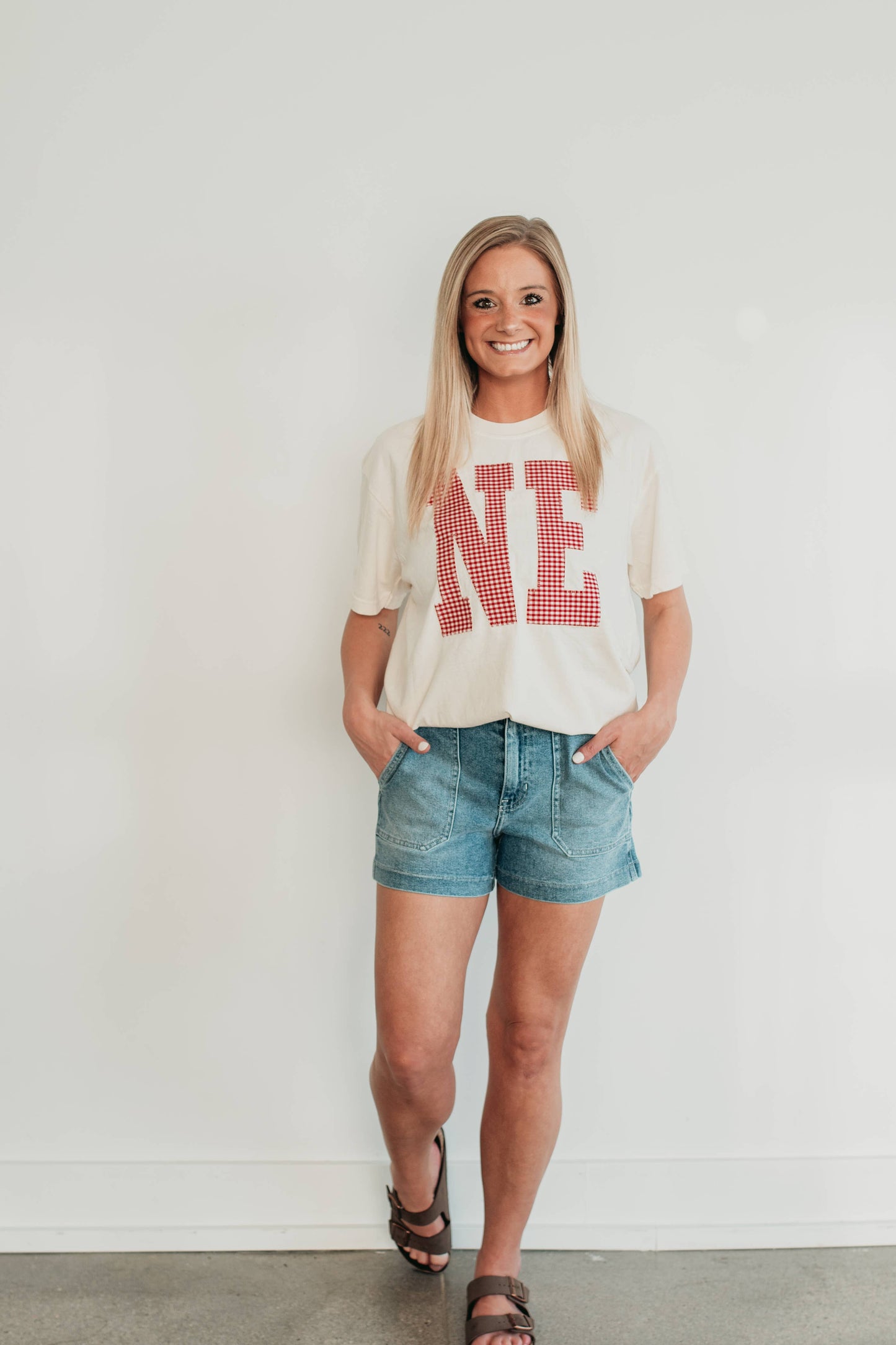 Nebraska Gingham Appliqué Tee