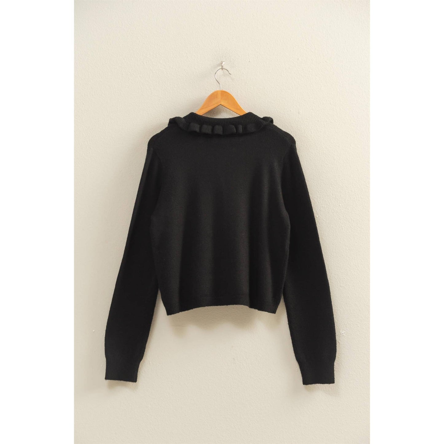 Ruffle Collar Cardigan Sweater