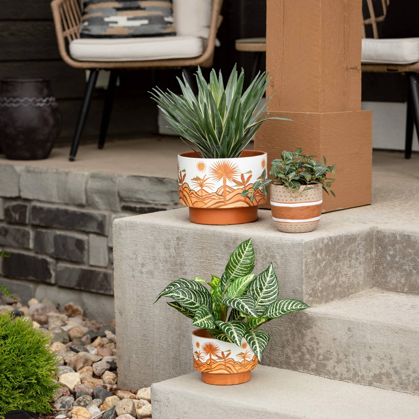 Striped Planters Set Of 3