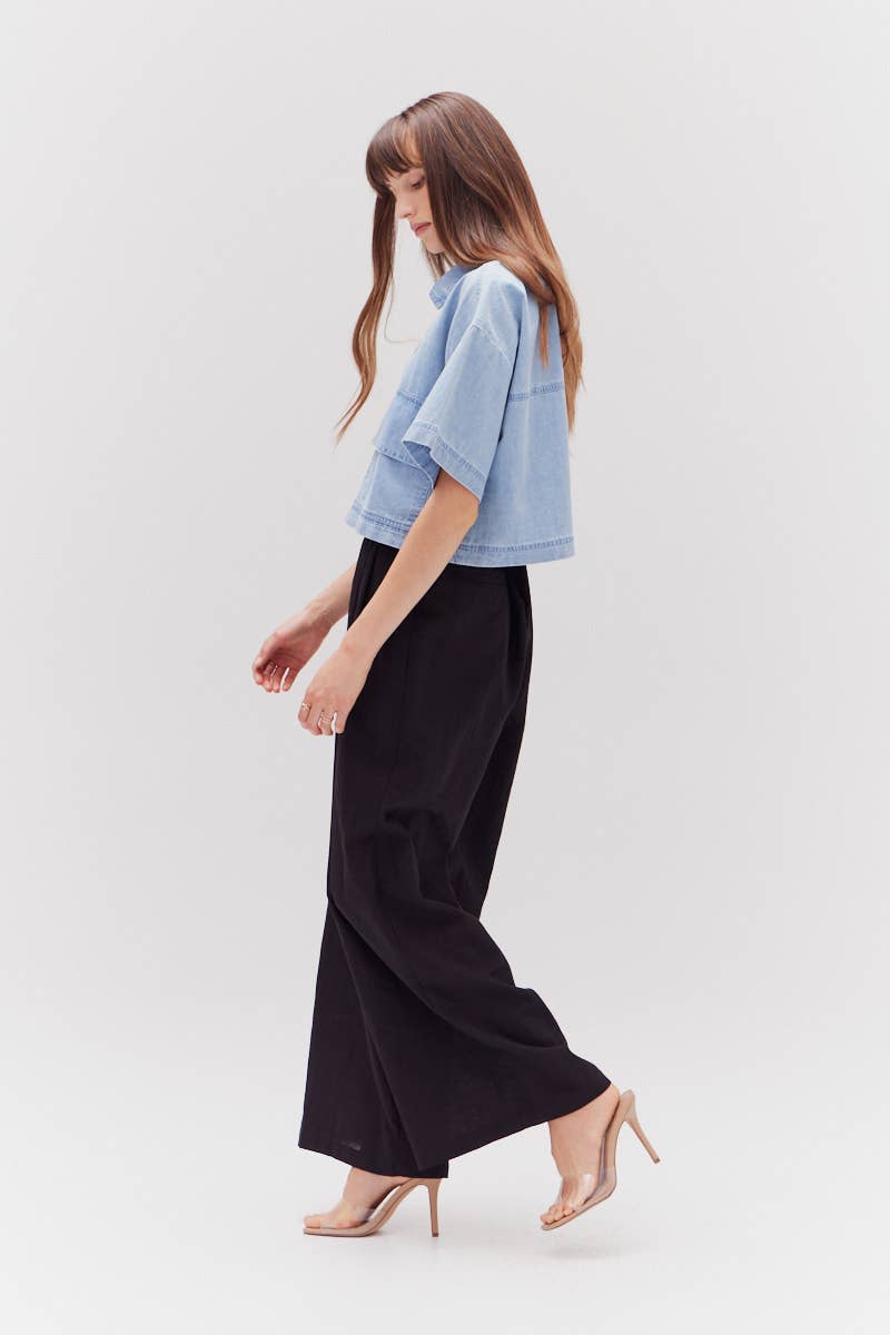 Rowan Wide Leg Cotton Pants - NYC