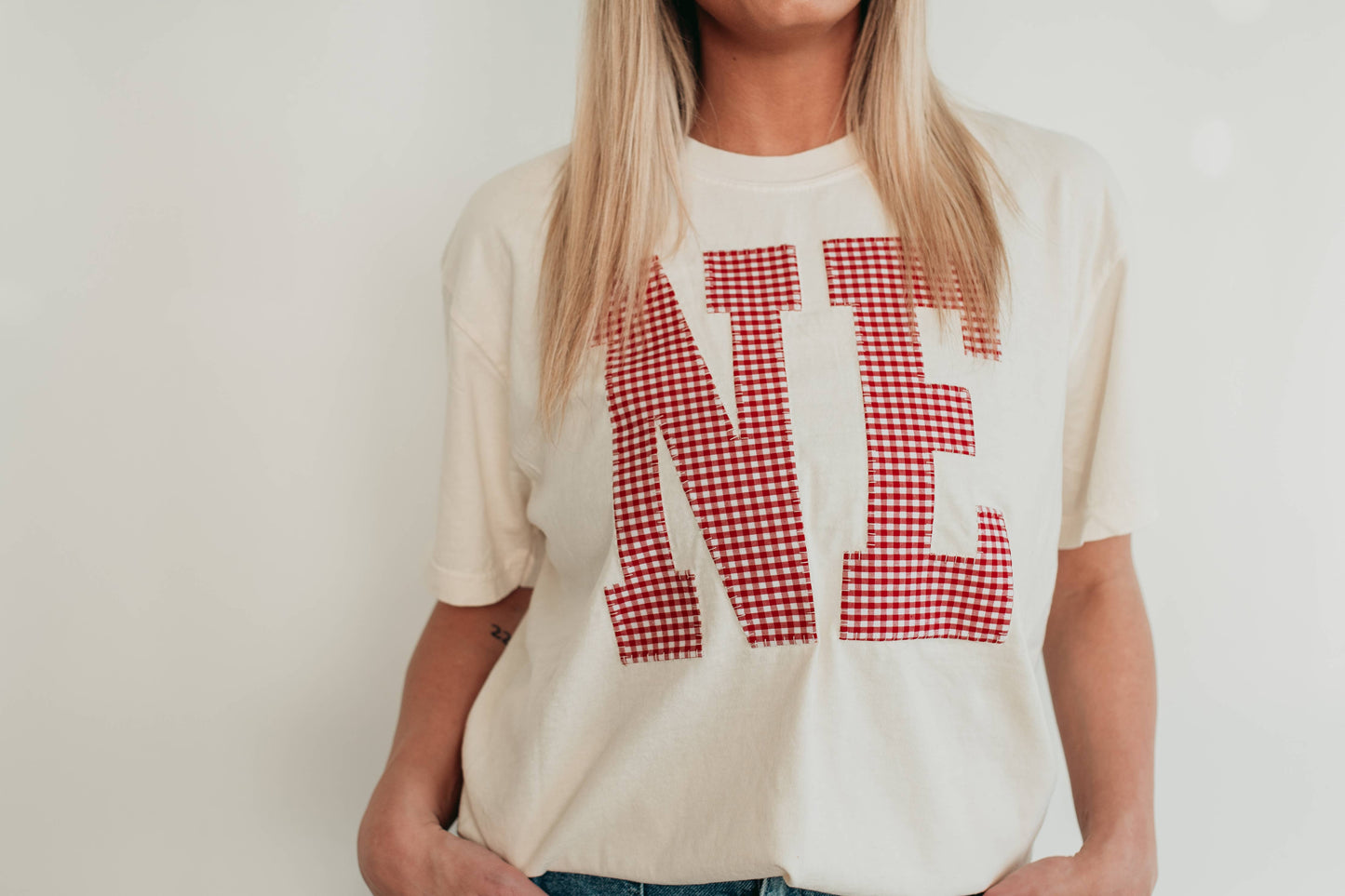 Nebraska Gingham Appliqué Tee