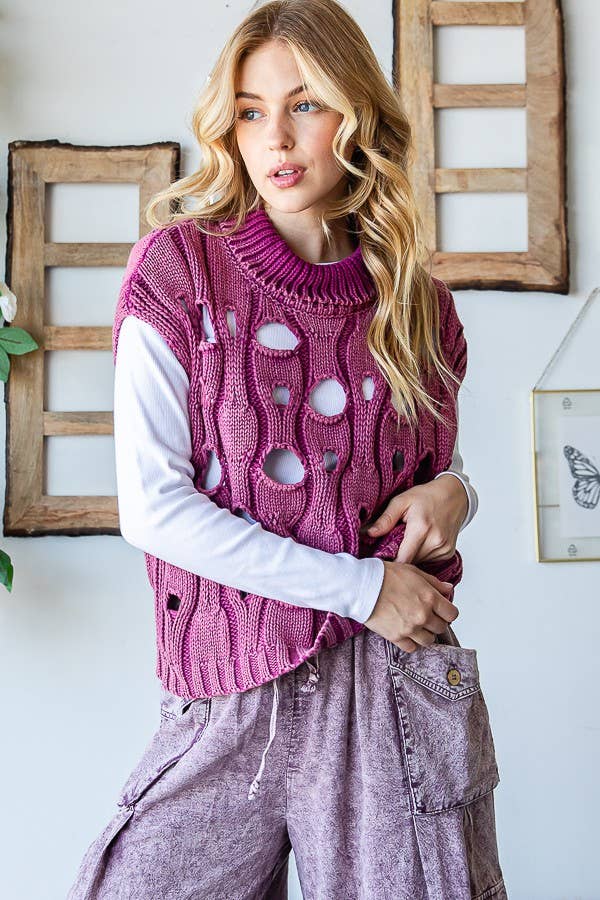 Mineral Washed Sweater Vest by Oli & Hali