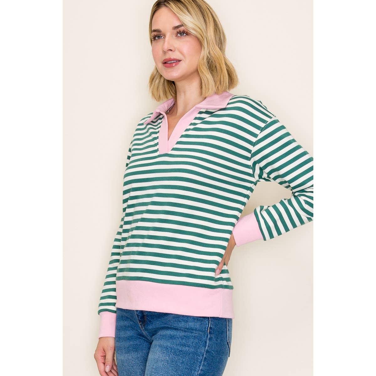 Polo Collar Sweatshirt