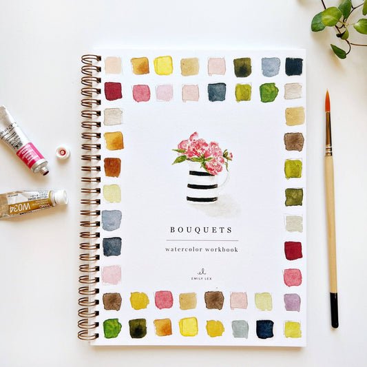 Bouquets watercolor workbook by Emily Lex