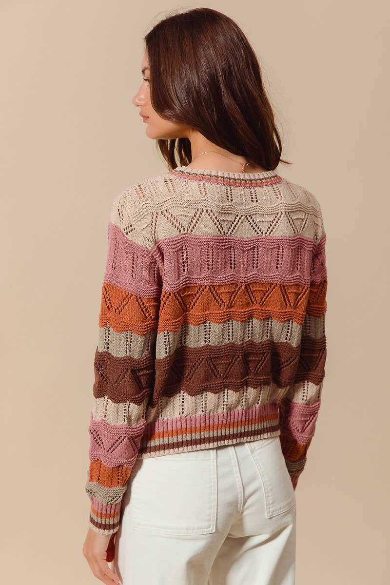 Multi Color Wavy Stripe Sweater Top