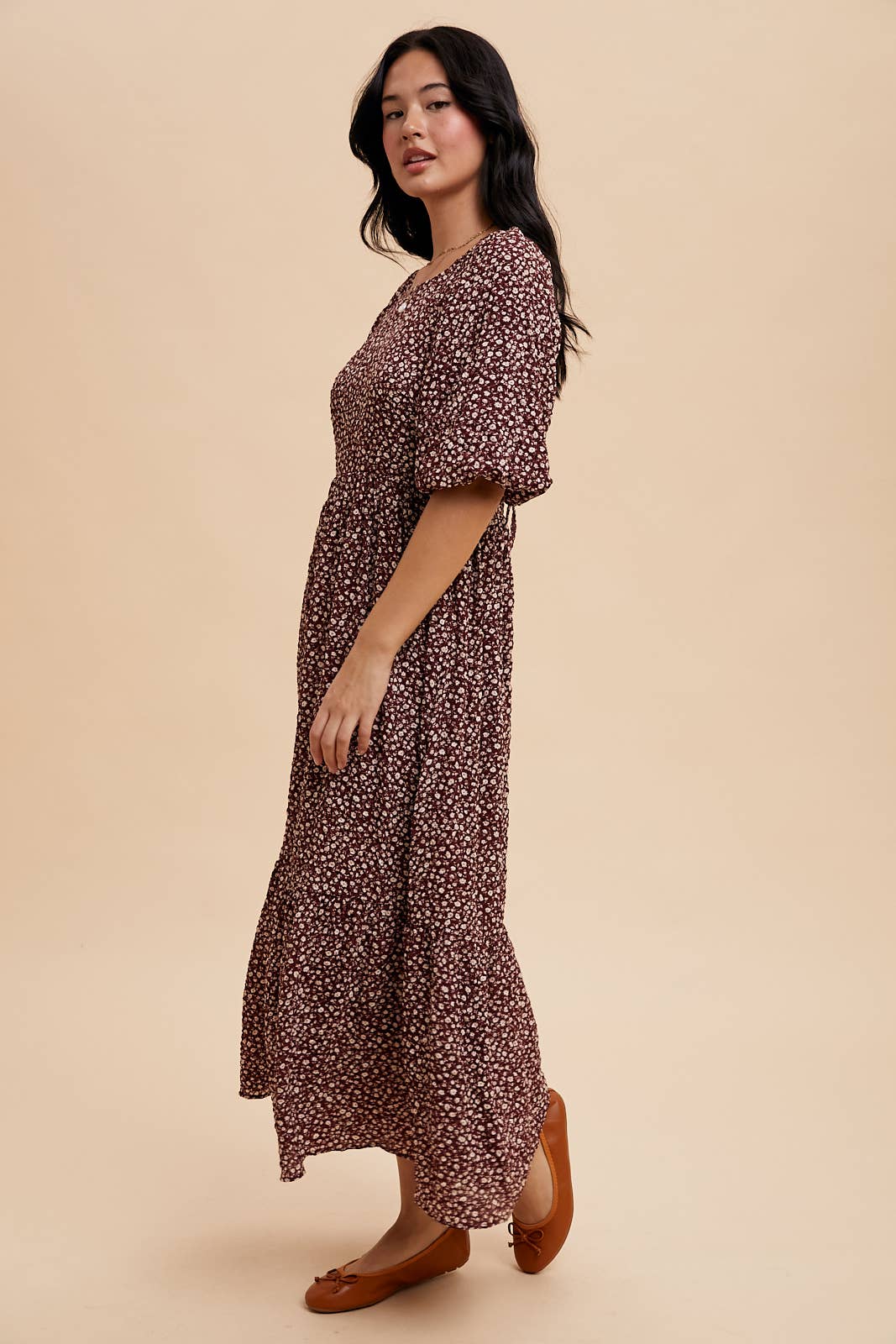 FLORAL PUFF SLEEVE MAXI DRESS