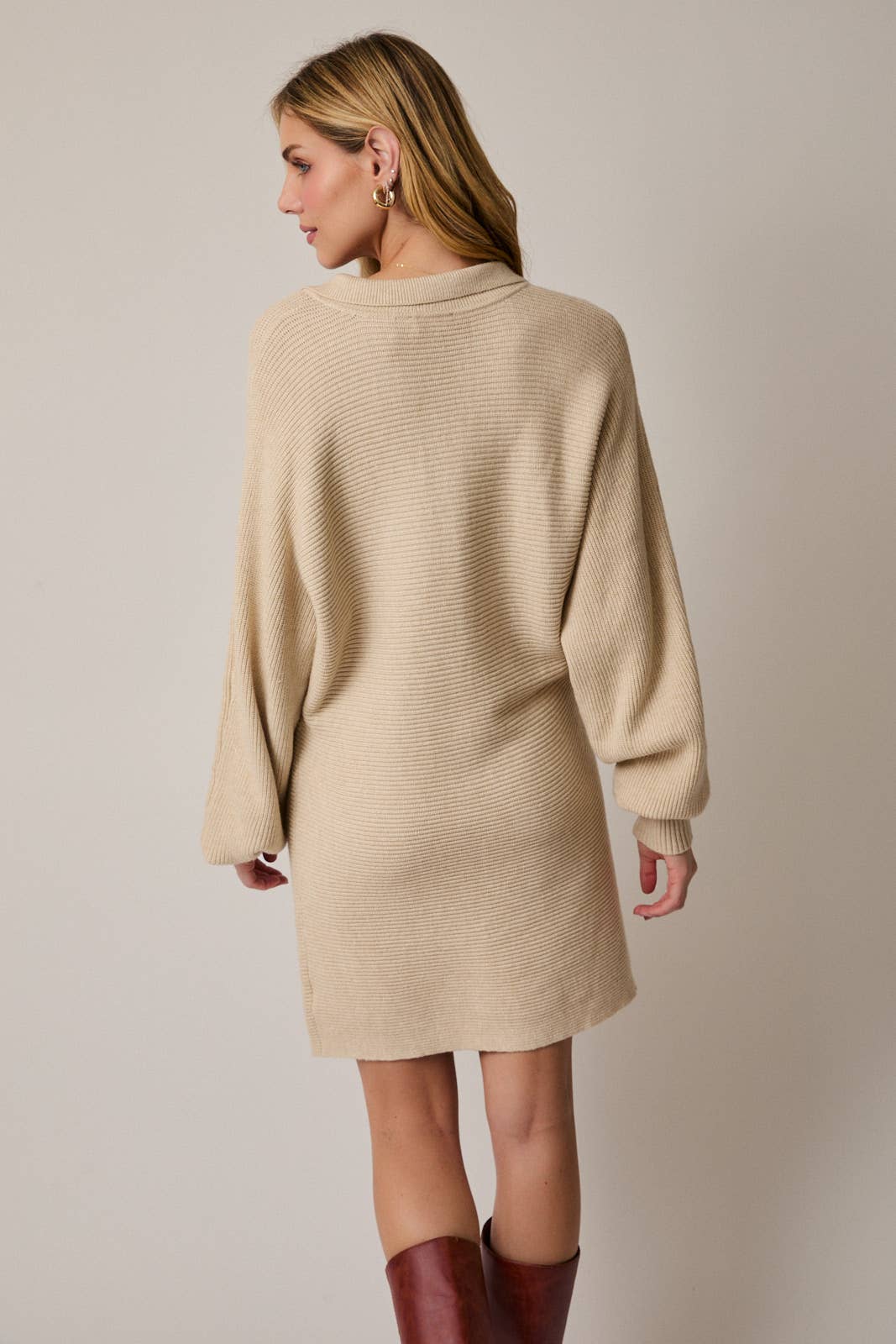 COLLARED SWEATER DRESS
