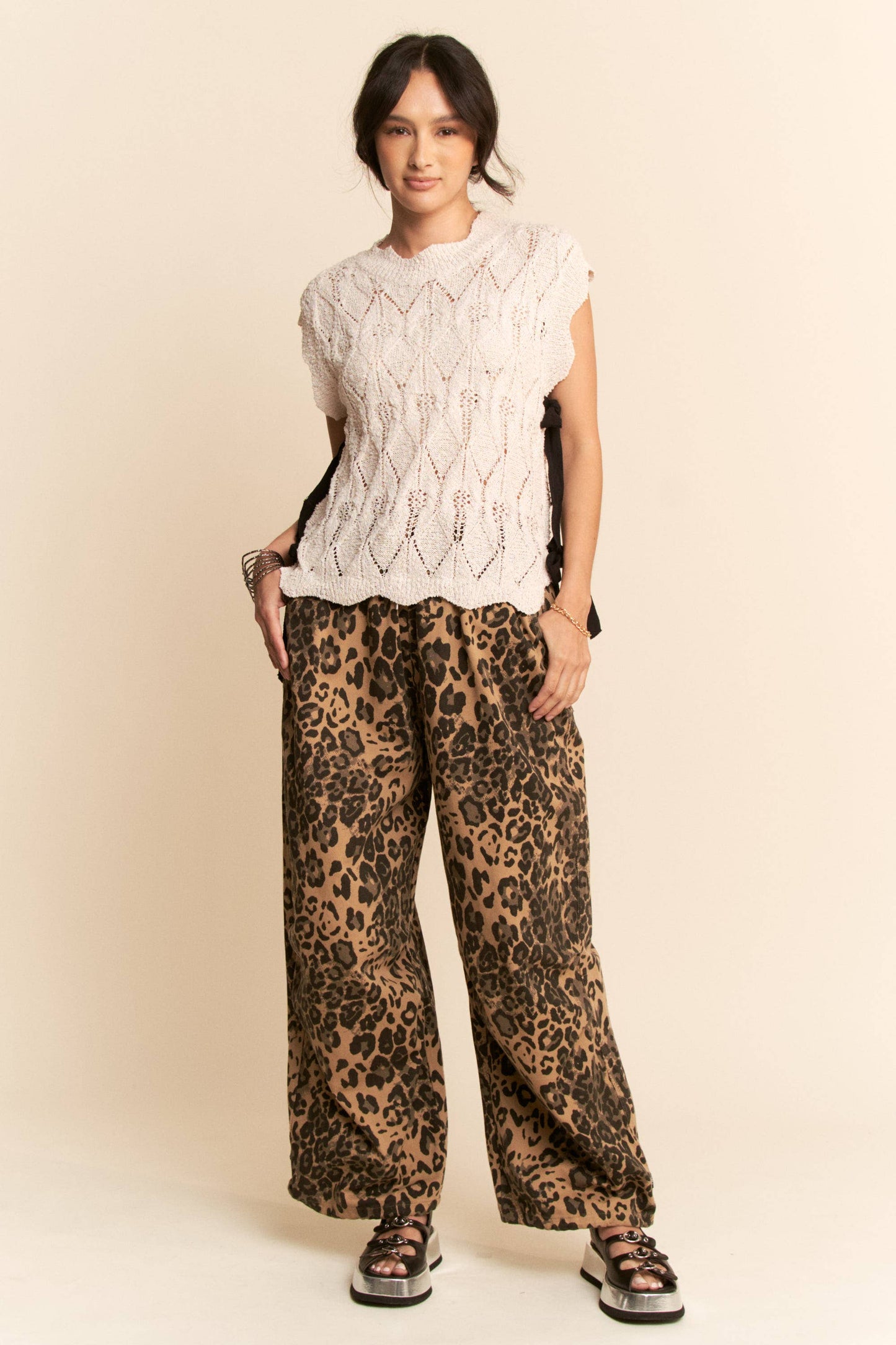 Calli Knit Vest with Ribbon Ties