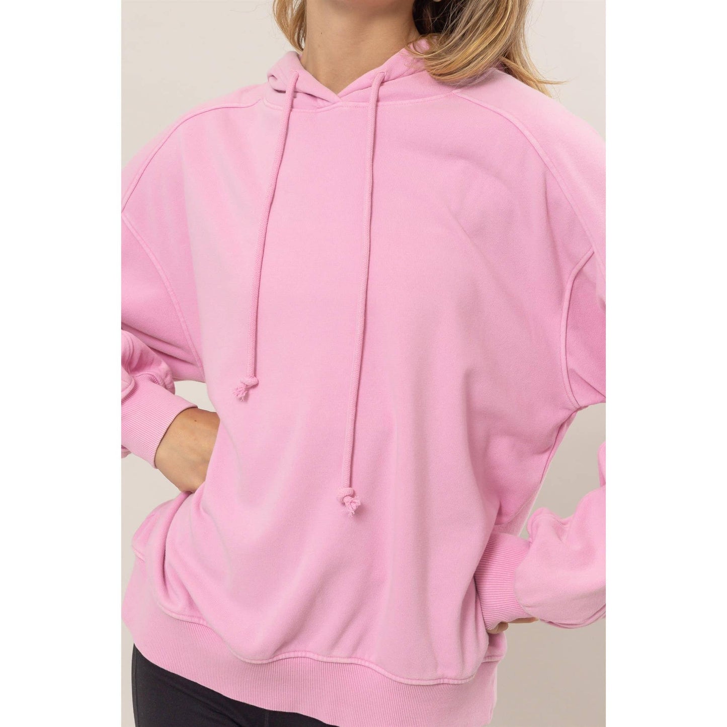 Seam Detailed Long Sleeve Oversized Hoodie