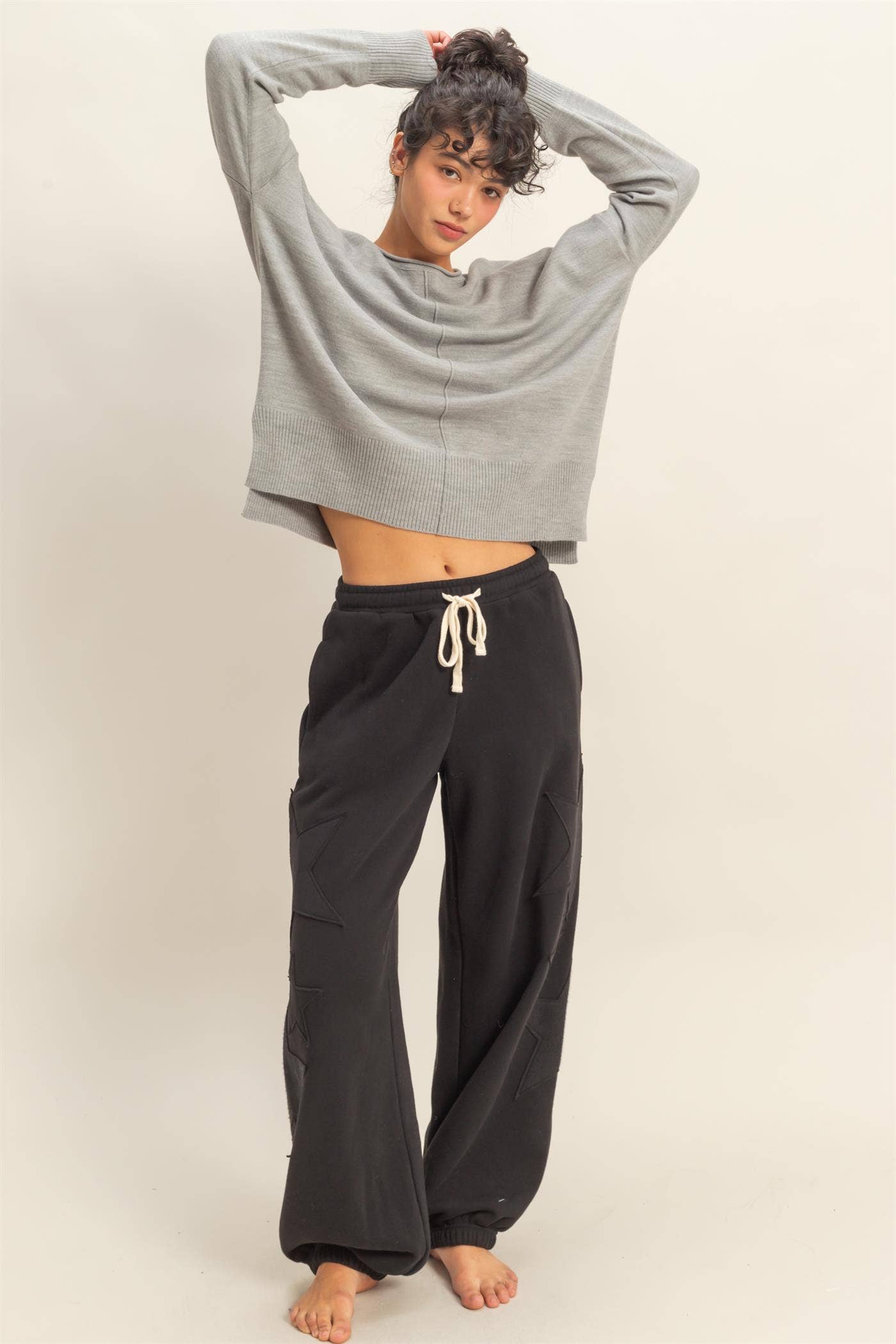 Round Roll Neck Drop Shoulder Sweater