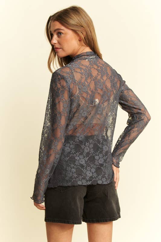 PLUS SIZE Mesh Floral print top