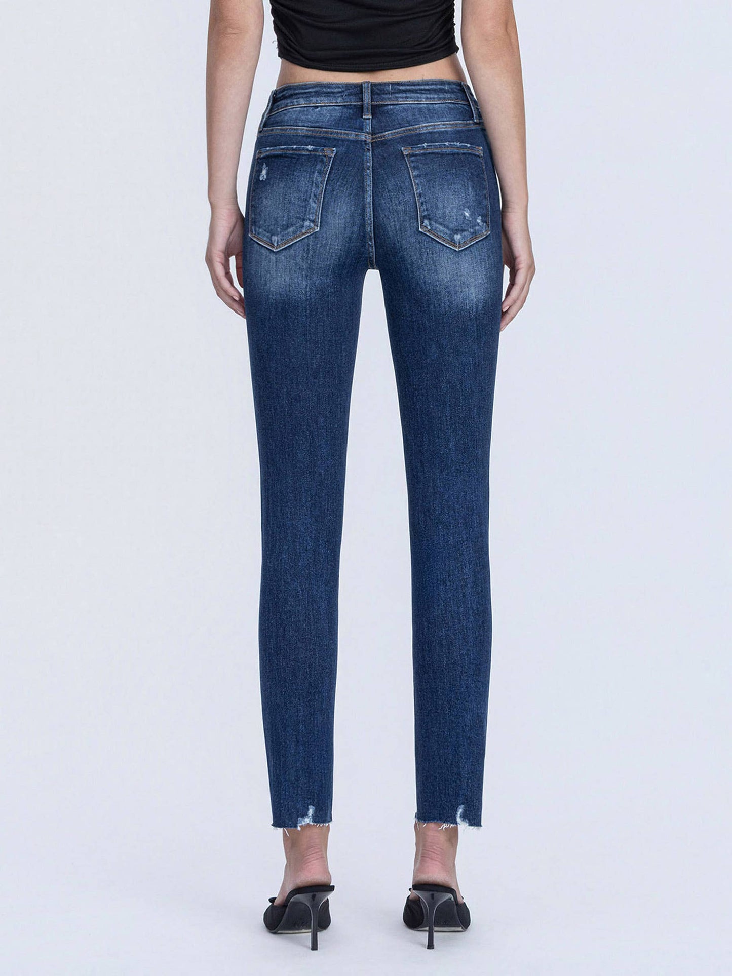 TUMMY CONTROL HIGH RISE CROP SKINNY JEANS LV1217