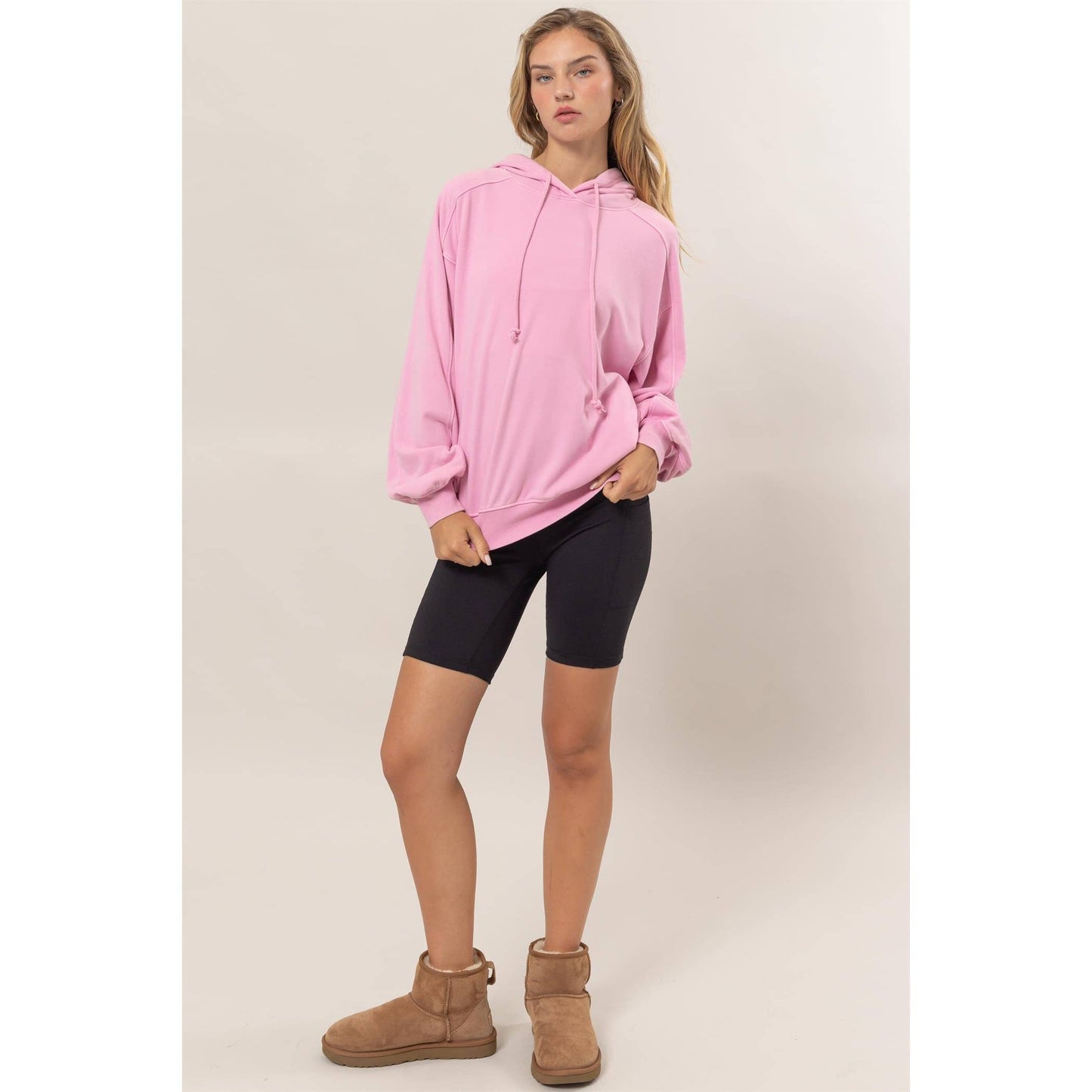 Seam Detailed Long Sleeve Oversized Hoodie