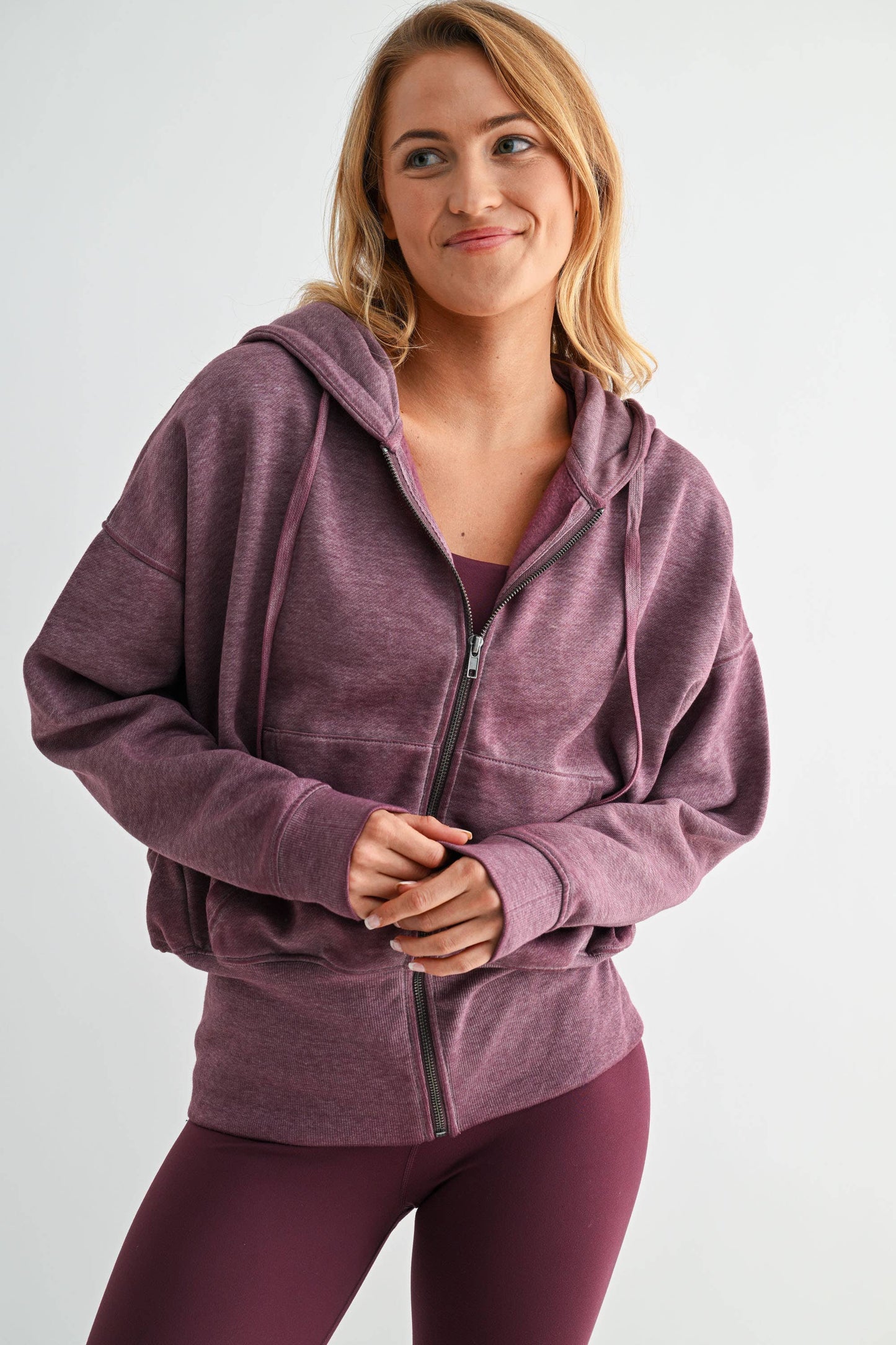 Fleece Hoodie Jacket with Tapered Sleeves