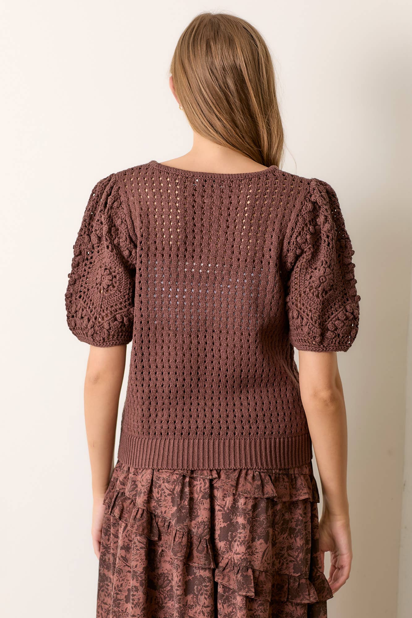 Crochet sleeve sweater top