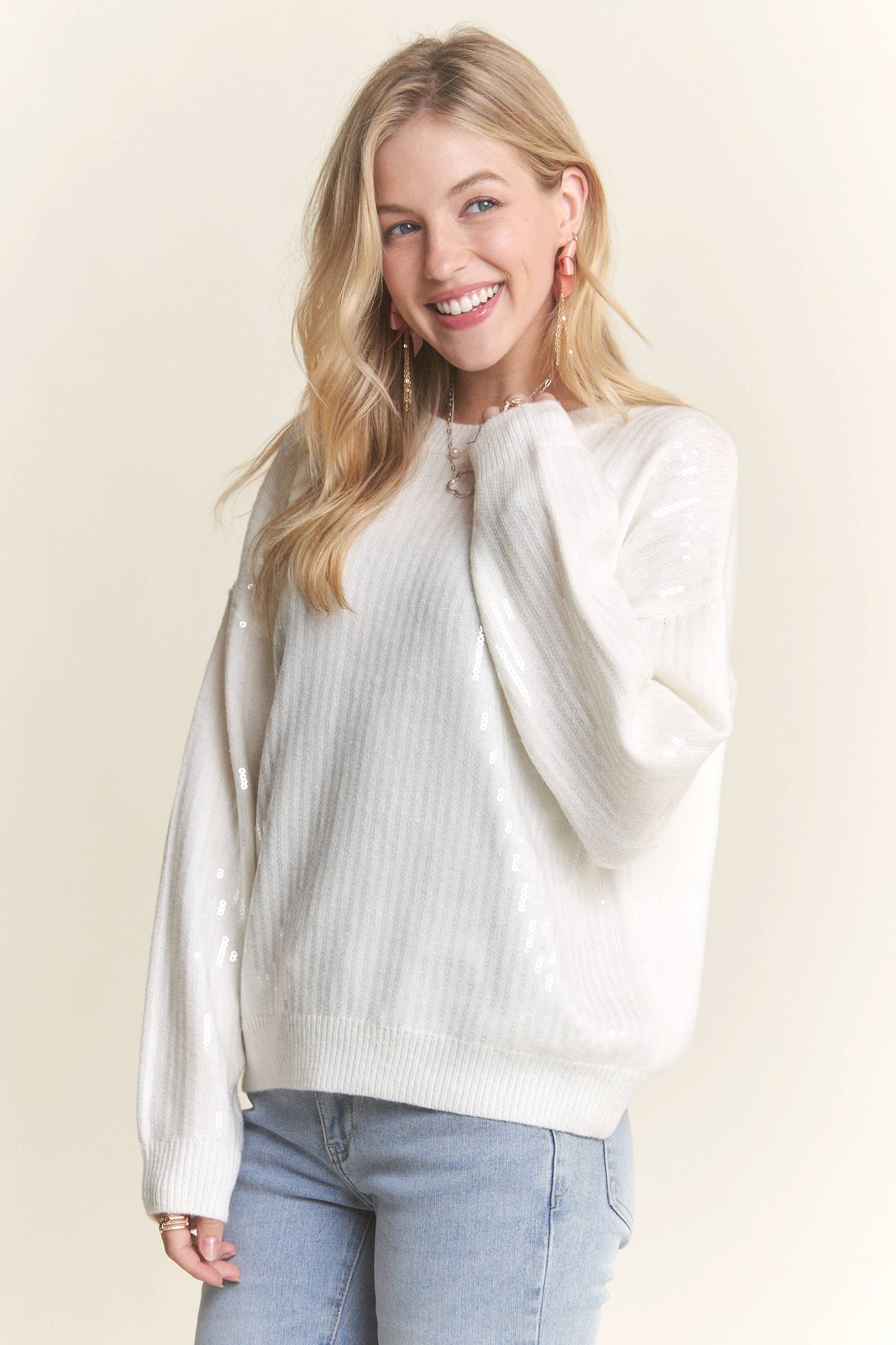 Soft Sweater with Sequins Accent