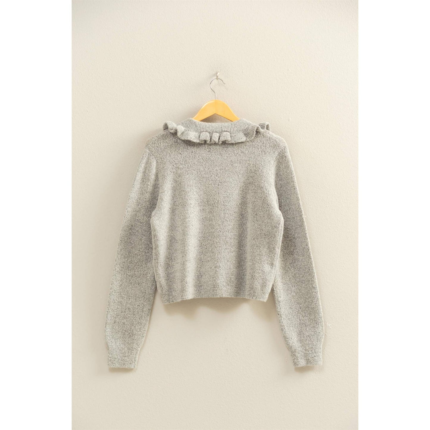 Ruffle Collar Cardigan Sweater