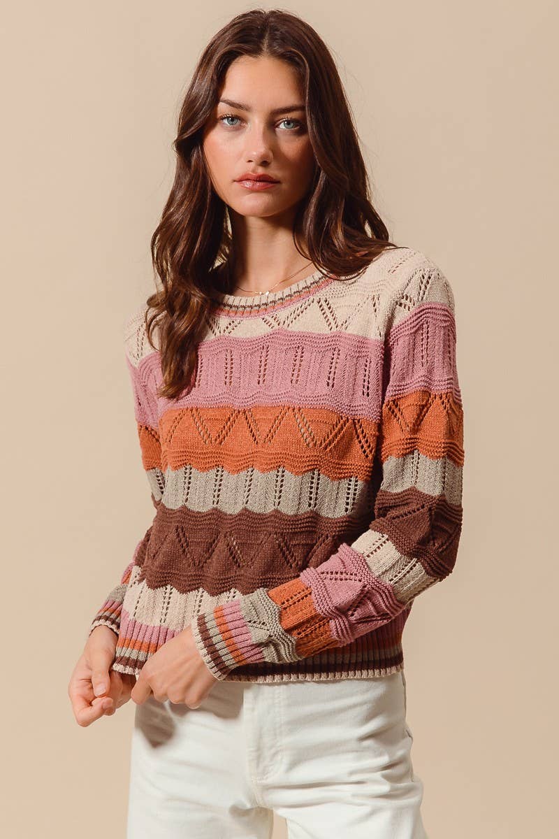 Multi Color Wavy Stripe Sweater Top