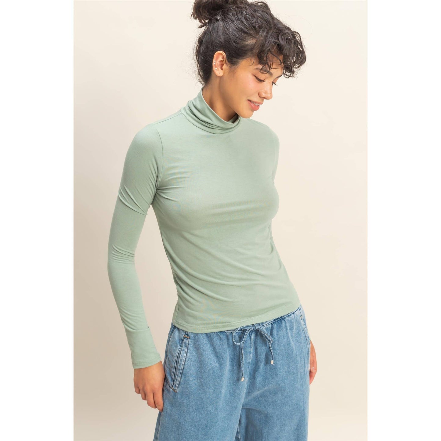 Turtleneck Long Sleeve Fitted Top