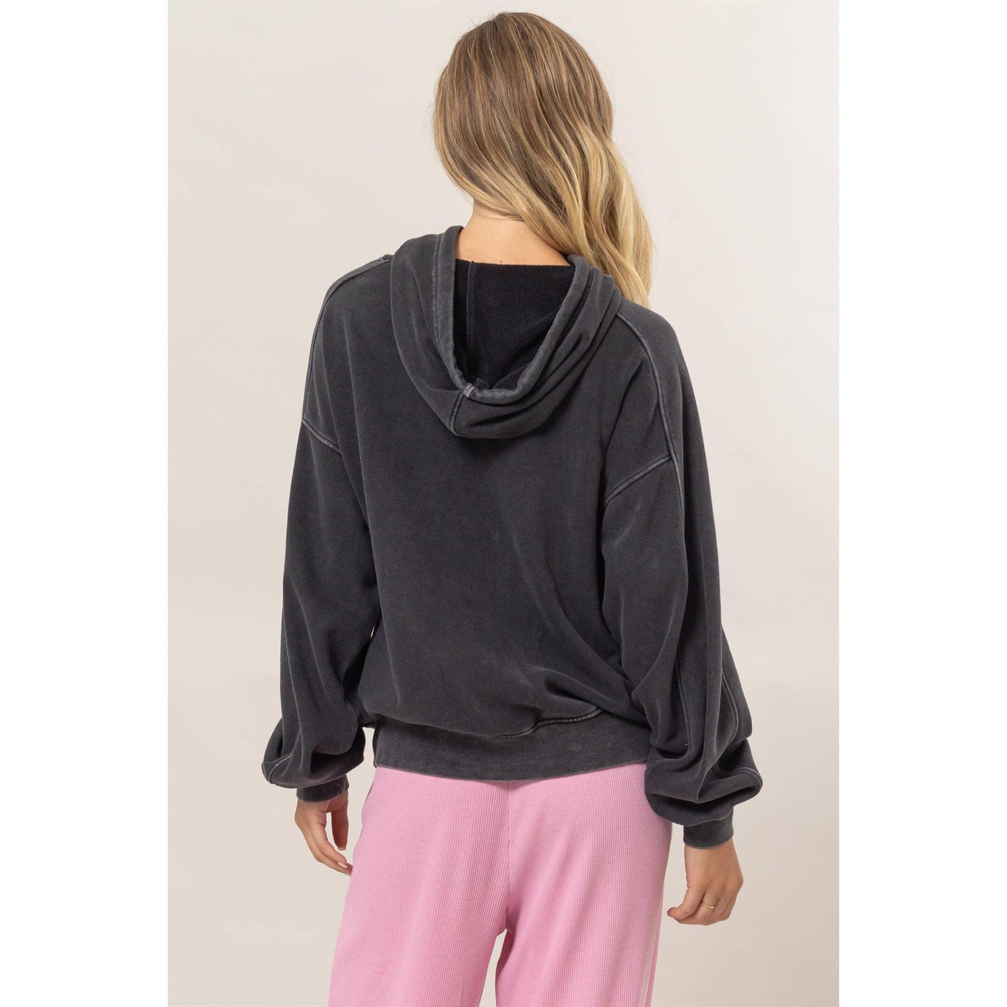 Seam Detailed Long Sleeve Oversized Hoodie