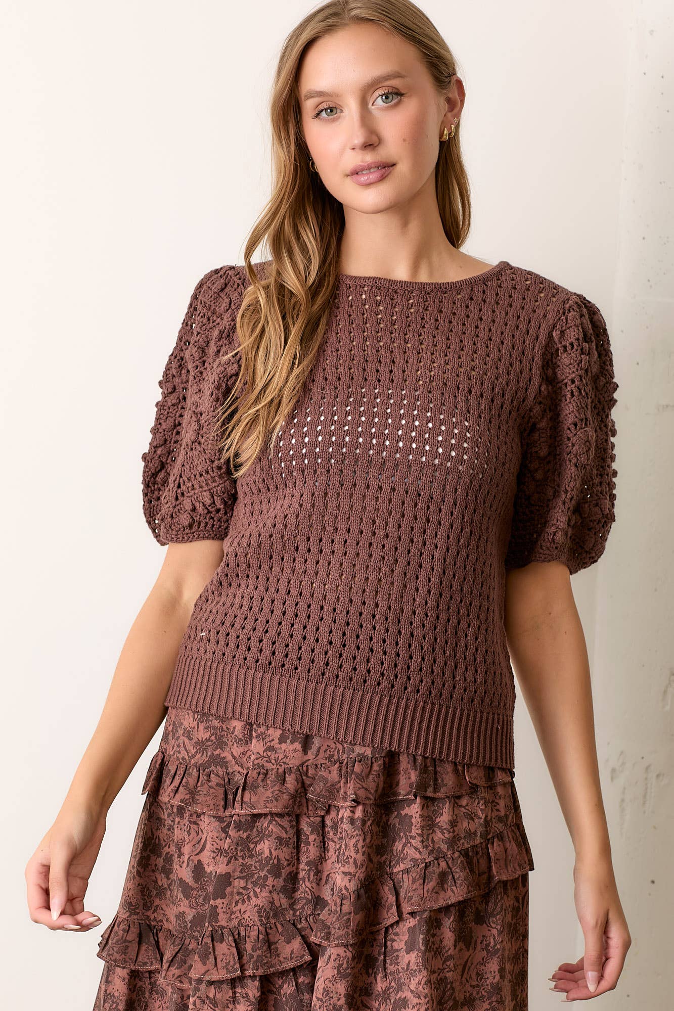 Crochet sleeve sweater top