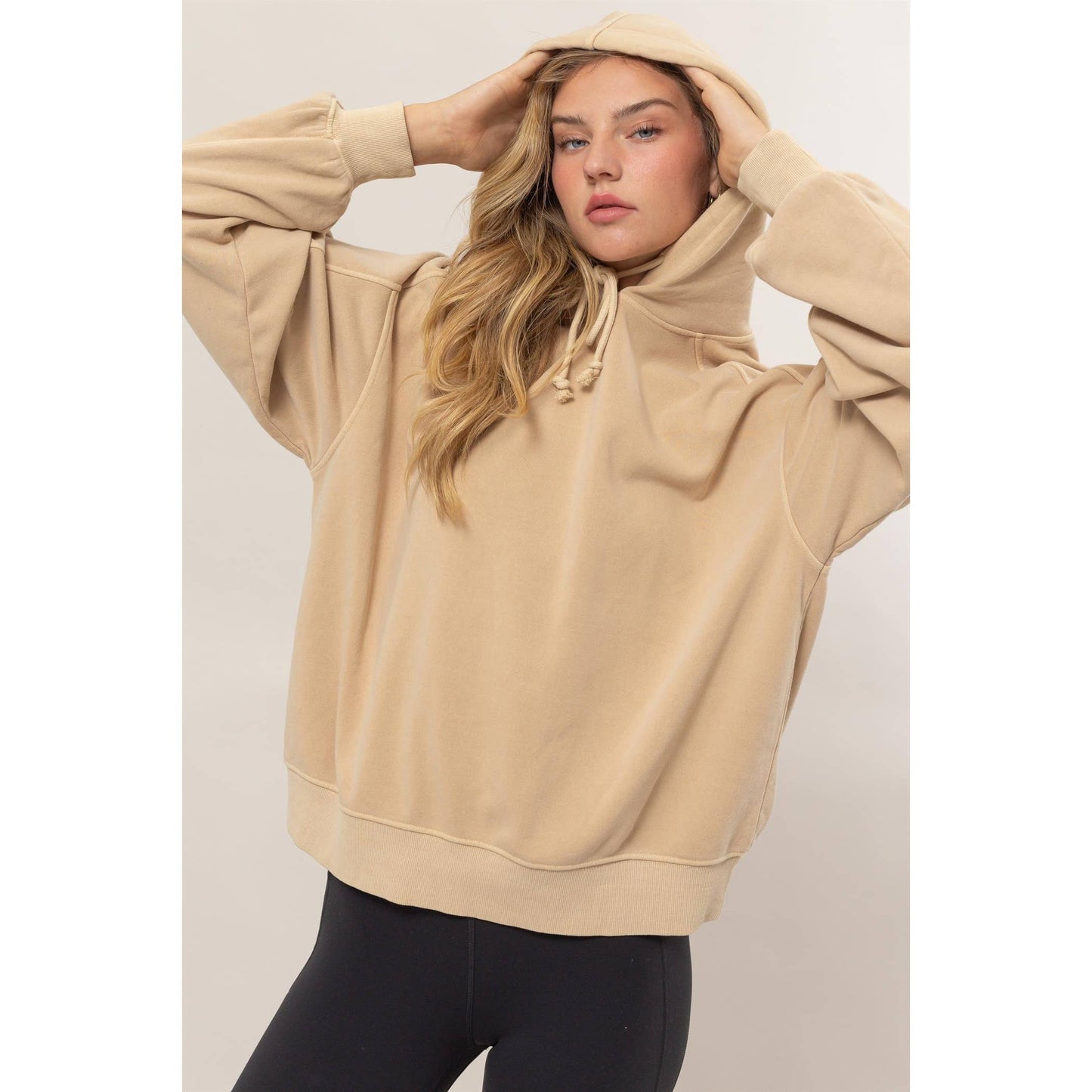 Seam Detailed Long Sleeve Oversized Hoodie